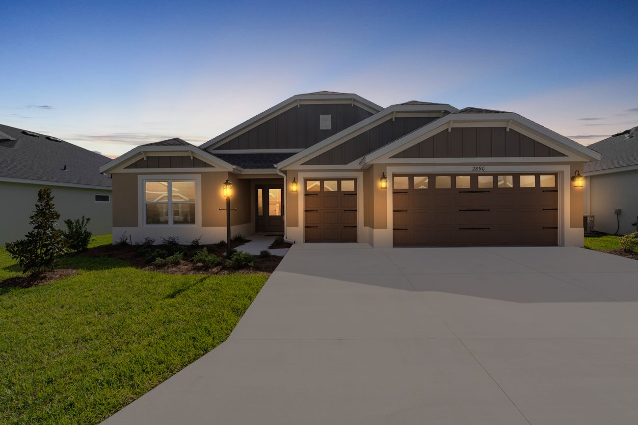 Front exterior of the home at dusk